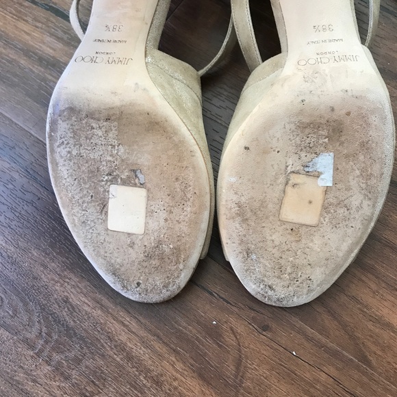 Jimmy Choo Emily Shimmer Suede 65mm Sandal 38.5 - Picture 6 of 7